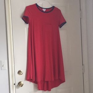 EUC Lularoe Carly Dress red blue trim XS